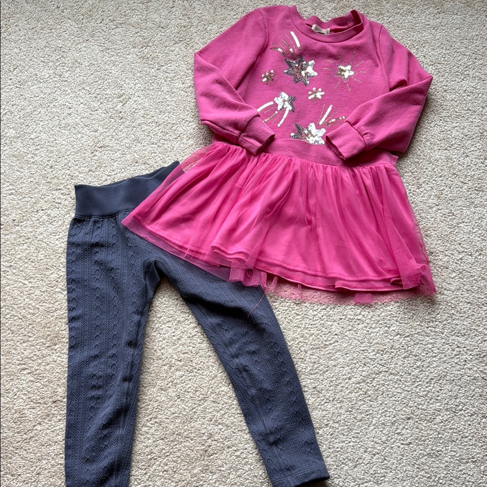 Pink Tulle Dress and all in motion Gray Leggings Sz 5